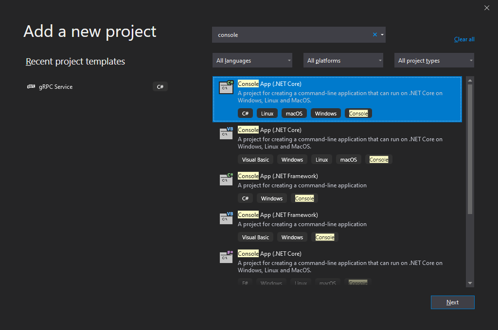 Adding the client project