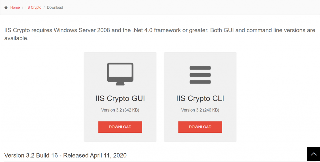 IIS Crypto download options