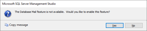 Enable Database Mail prompt