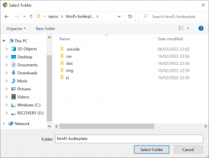 Select Folder dialog