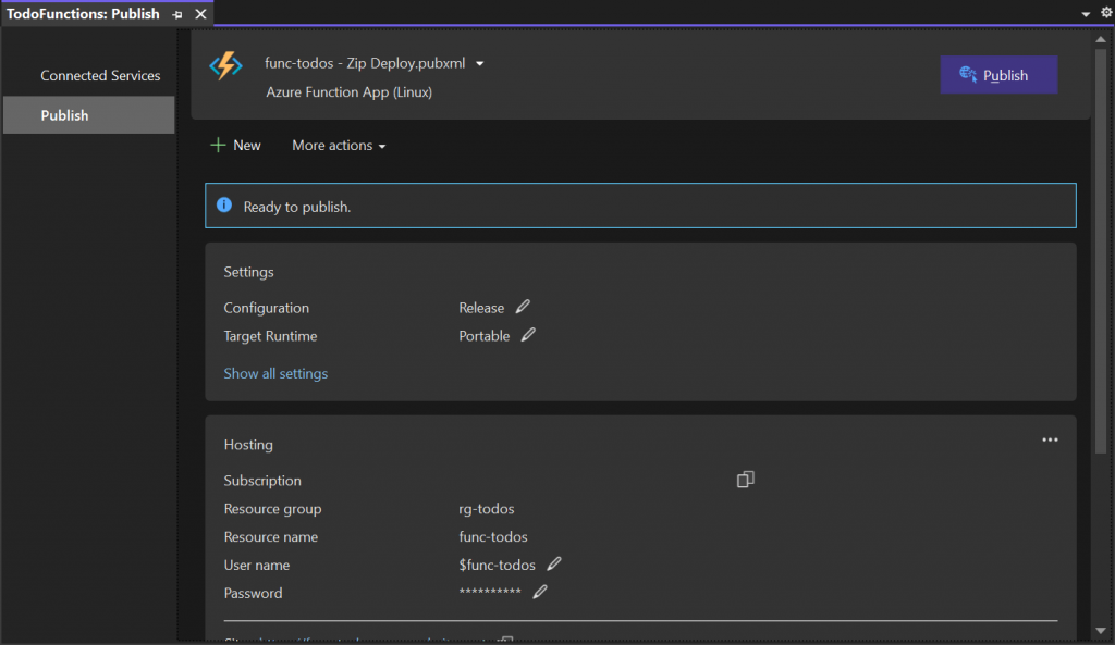 Visual Studio - Publish profile