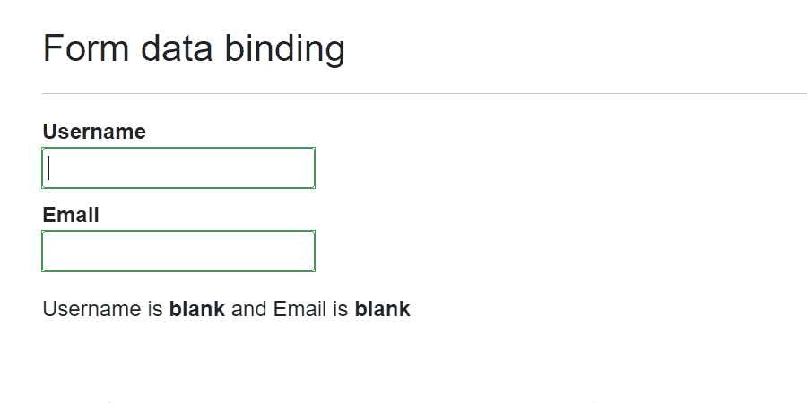 Form data binding example