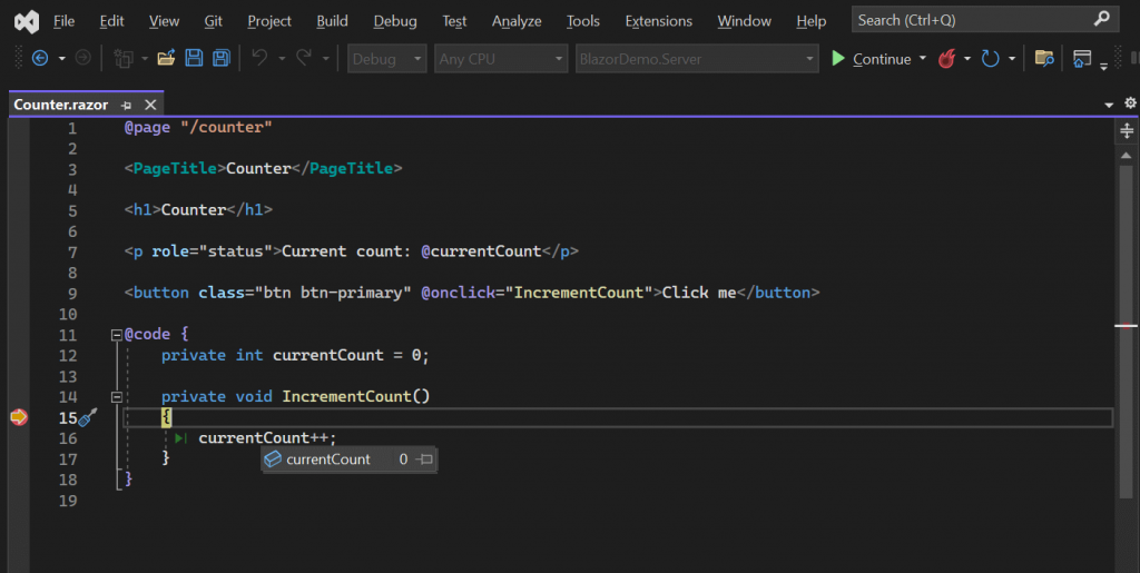 Visual Studio - Debug breakpoint hit
