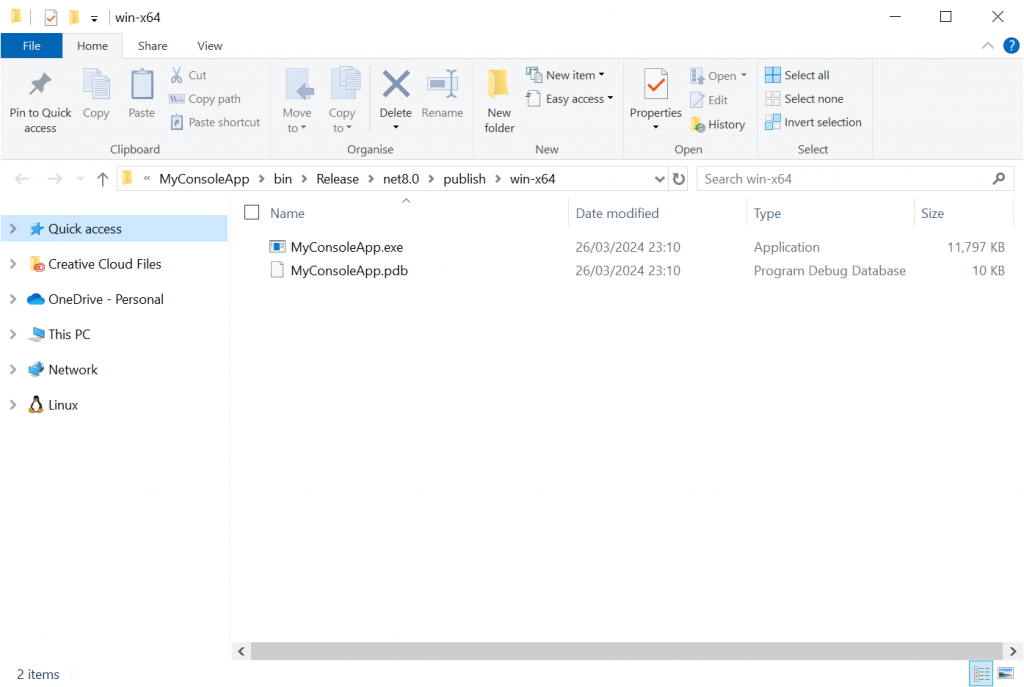 File Explorer - Publish folder
