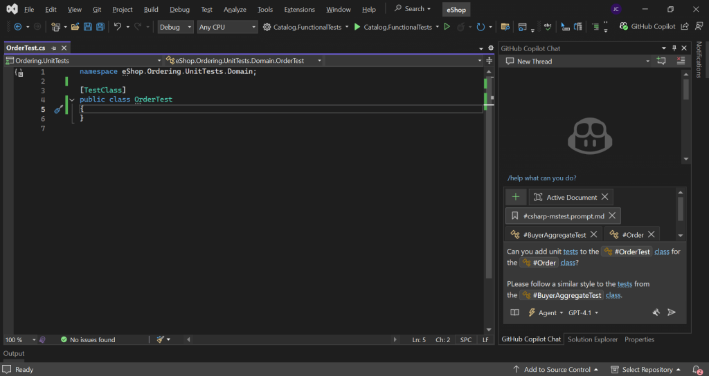 Visual Studio - GitHub Copilot Workspace Prompts