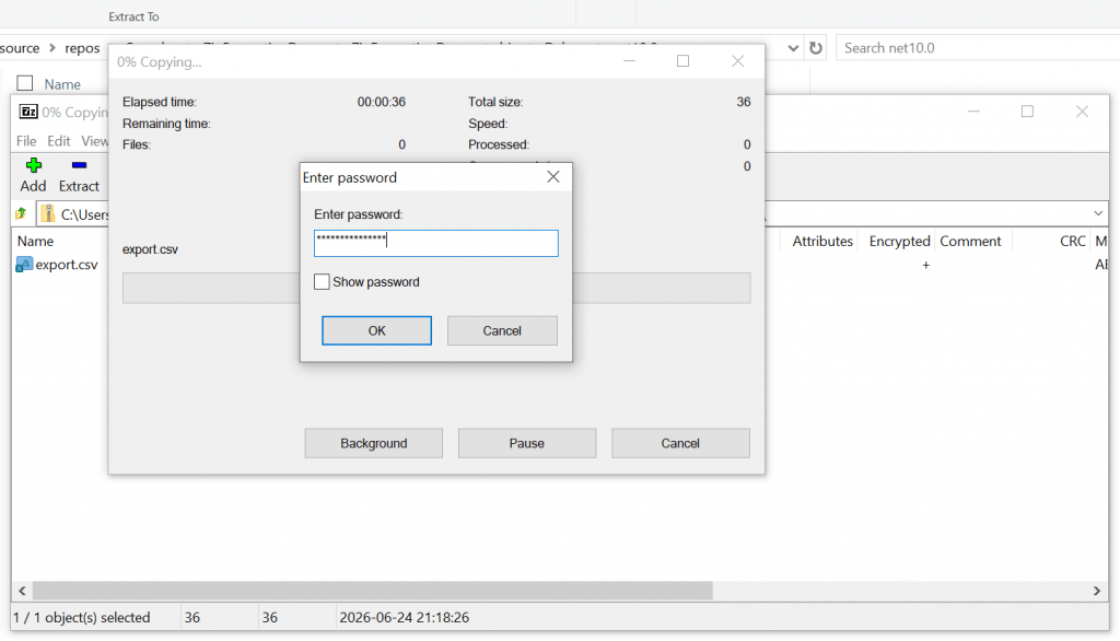 7-Zip - Password Prompt